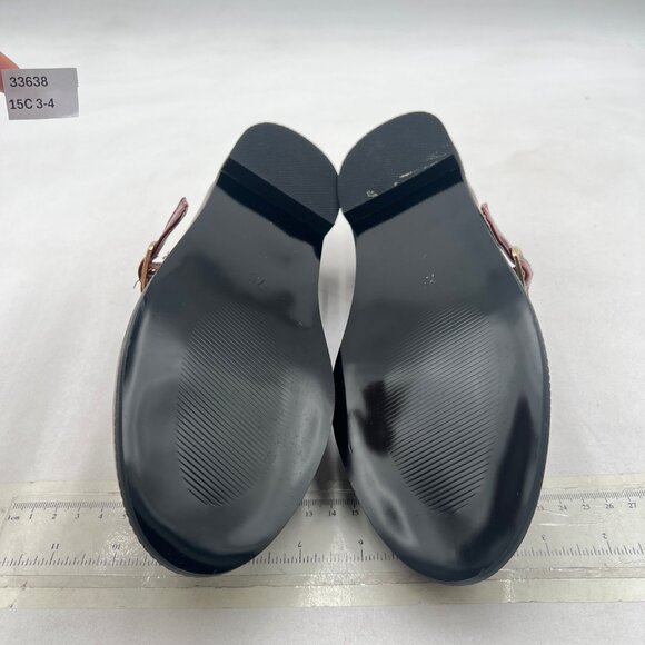 YDN Brown Low Heel Loafers Round Toe Chunky Heel Adjustable Buckled T-Strap Shoe - Picture 7 of 8